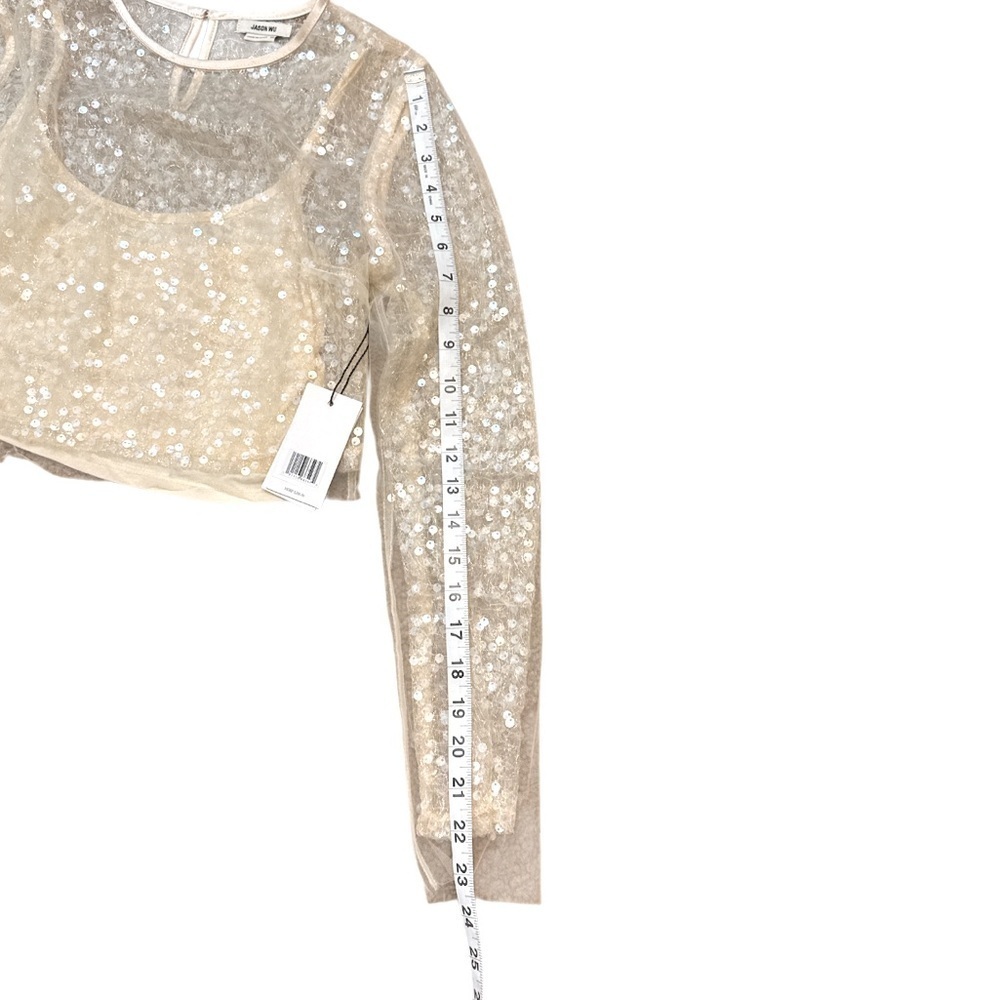 Jason Wu 3 Layer Cropped Sequin Evening Top - Picture 5 of 8
